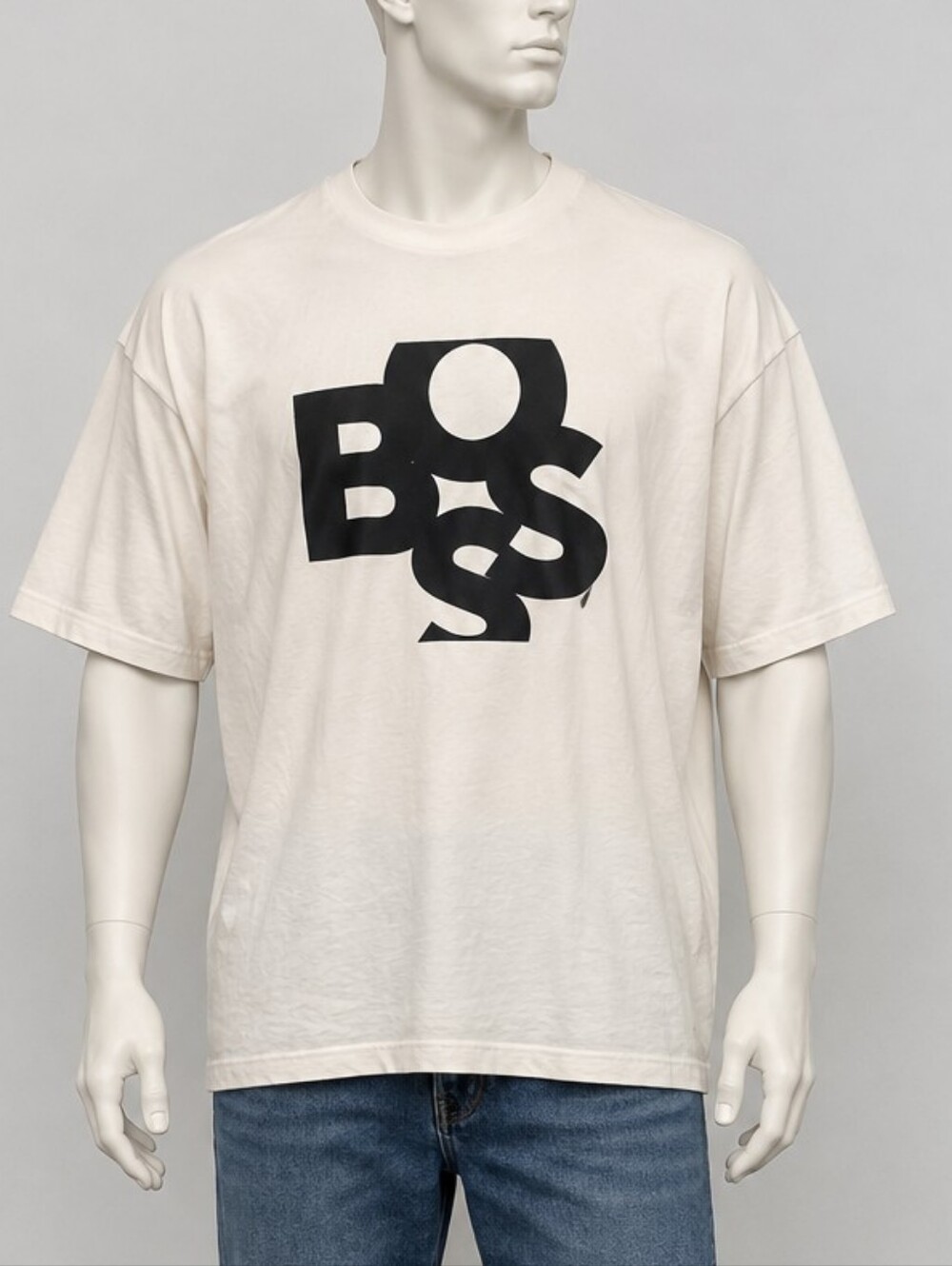 Boss by Hugo Boss White Short Sleeve Tee Men's Shaken-Logo-Print T-shirt Sz XXL